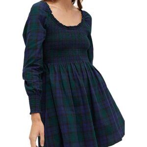 Hill House Navy and Green Long Sleeve Dress